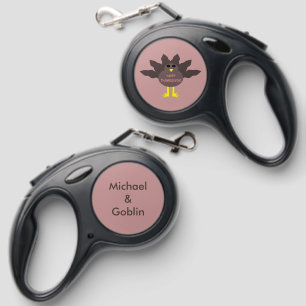 Thanksgiving Plucked Turkey Custom Pet Name Retractable Pet Leash