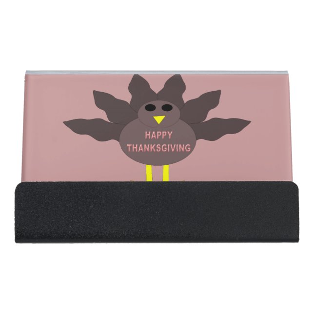 Thanksgiving Plucked Turkey Desk Business Card Holder (Front)