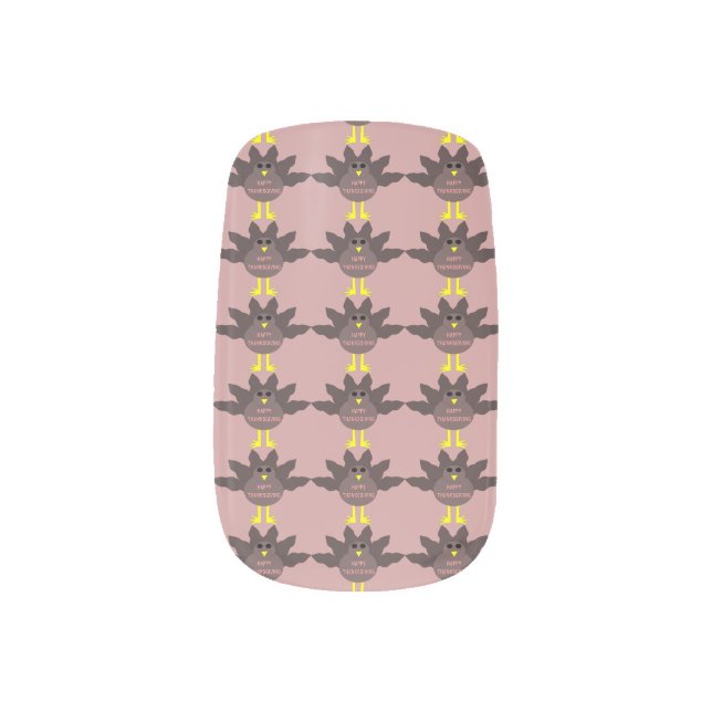 Thanksgiving Plucked Turkey False Nails Minx Nail Art (Left Thumb)