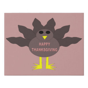 Thanksgiving Plucked Turkey Faux Canvas