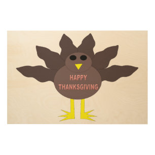Thanksgiving Plucked Turkey Wood Canvas