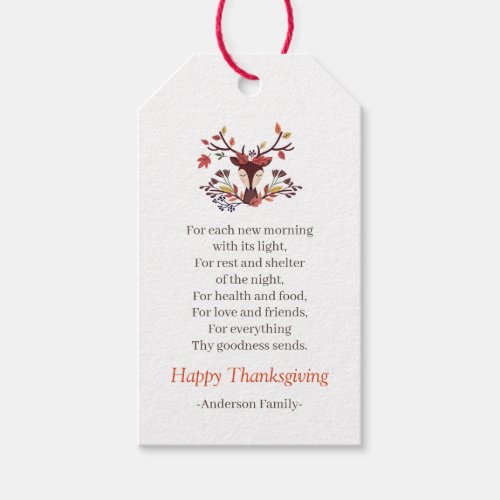 Thanksgiving Poem Country Rustic Autumn Foliage Gift Tags