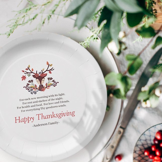 Thanksgiving Poem Country Rustic Autumn Foliage Paper Plates (Creator Uploaded)