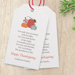 Thanksgiving Poem Country Rustic Autumn Pumpkins Gift Tags
