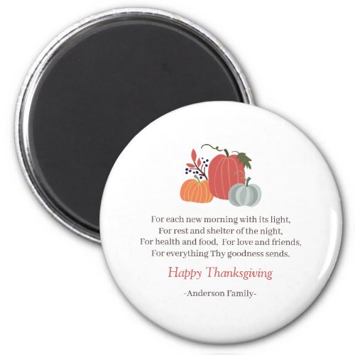 Thanksgiving Poem Country Rustic Autumn Pumpkins Magnet