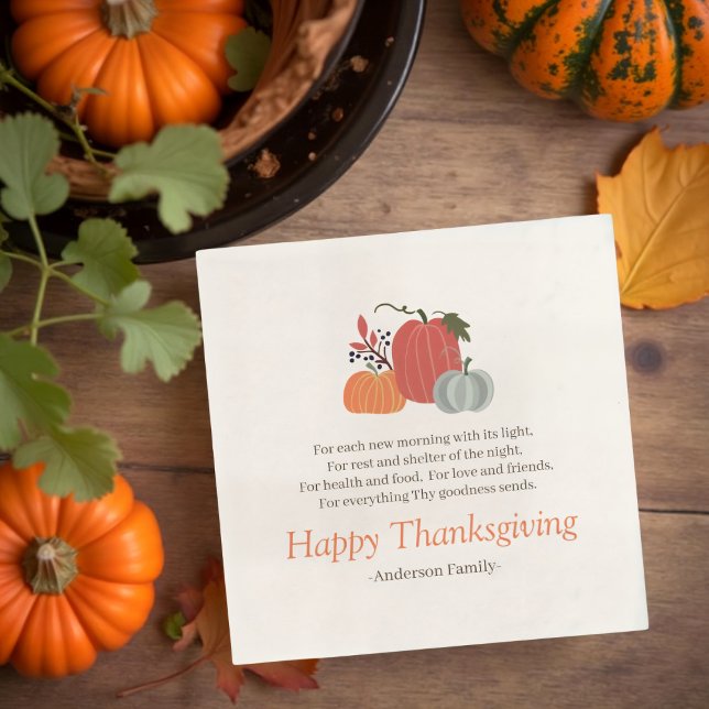 Thanksgiving Poem Country Rustic Autumn Pumpkins Napkins (Creator Uploaded)