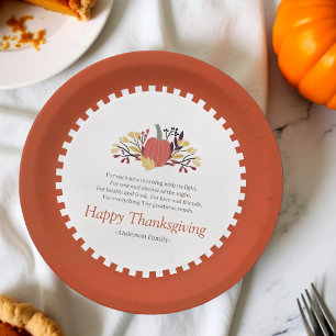 Thanksgiving Poem Country Rustic Pumpkin Bouquet Paper Plates