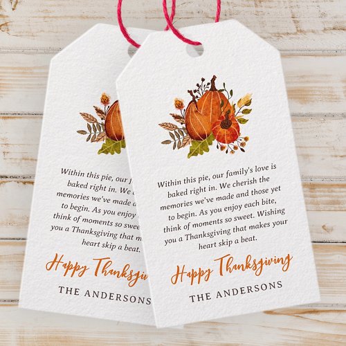 Thanksgiving Poem Country Rustic Pumpkin Harvest Gift Tags