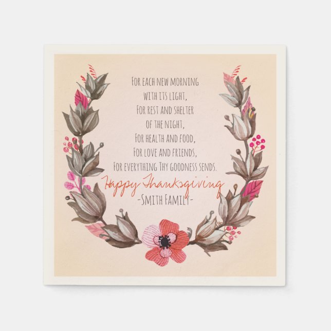 Thanksgiving Poem. Happy Thanksgiving. Custom. Napkins (Front)