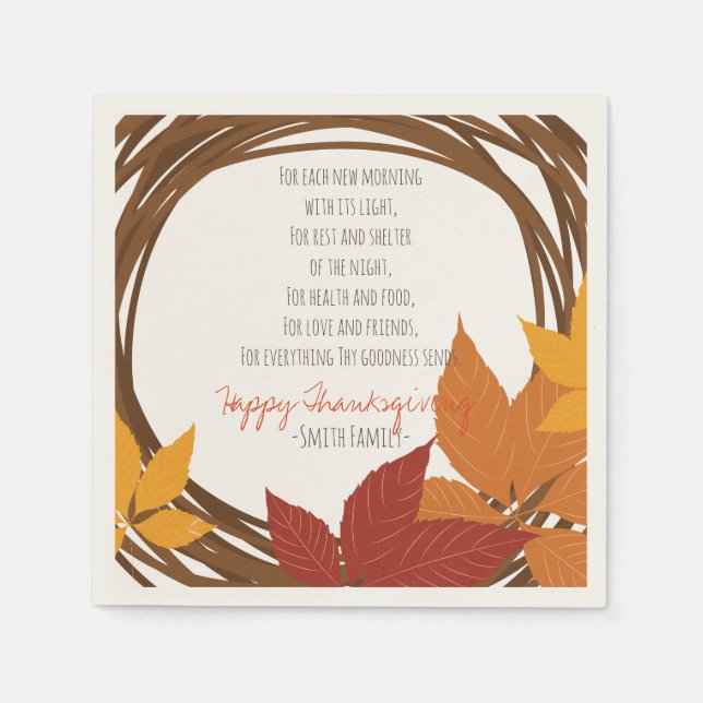 Thanksgiving Poem. Happy Thanksgiving. Custom. Paper Napkins (Front)