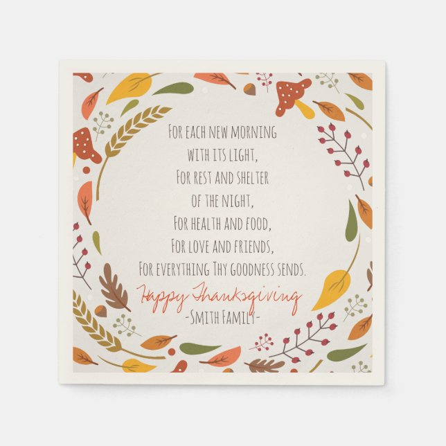Thanksgiving Poem. Happy Thanksgiving. Custom. Paper Napkins (Front)