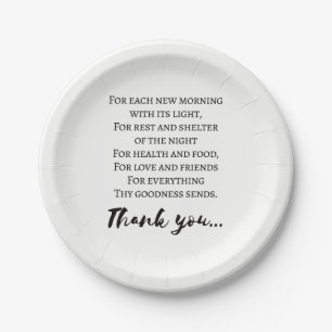Thanksgiving Poem. Simple Thanksgiving Paper Plates