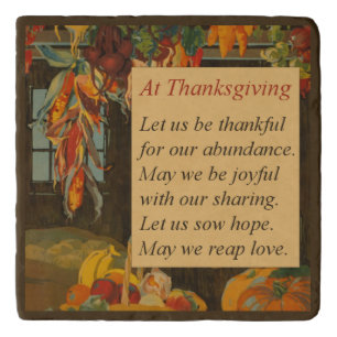 Thanksgiving Poem with Harvest Scene Trivet