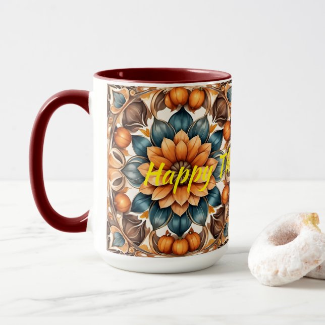 Thanksgiving Popular Pumpkin Autumn Collection Mug (With Donut)