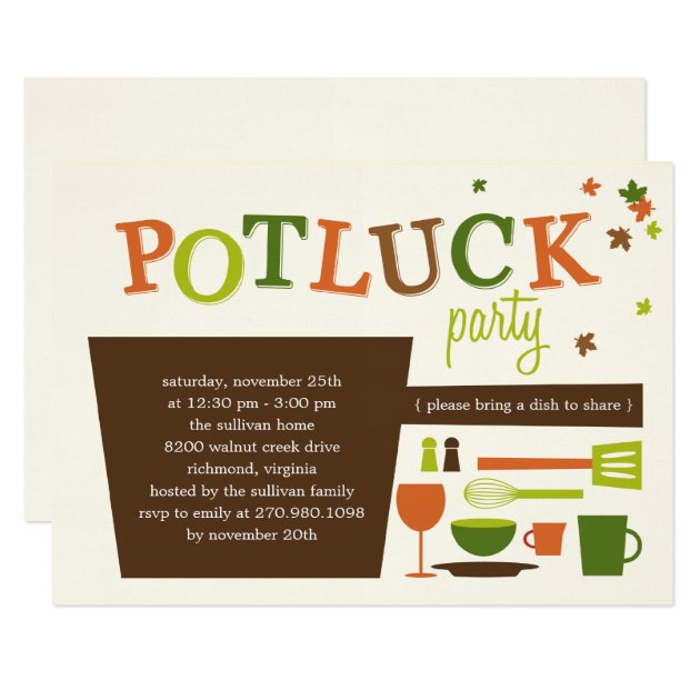 Thanksgiving Potluck Party Invitation