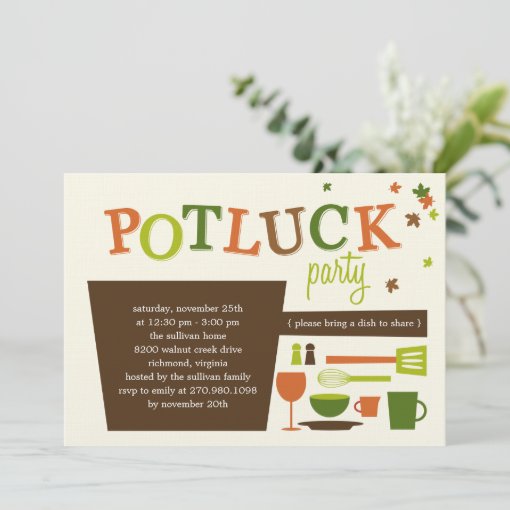 Thanksgiving Potluck Party Invitation | Zazzle