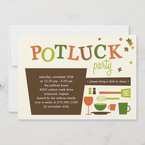 Thanksgiving Potluck Party Invitation