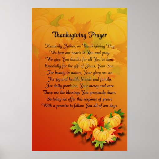 Thanksgiving Prayer Poster | Zazzle