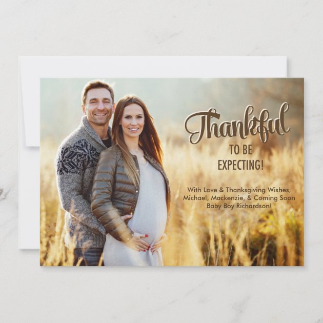 Thanksgiving Pregnancy Announcement Card Photo