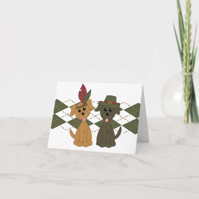 Thanksgiving Preppy Puppy Holiday Card (Front)