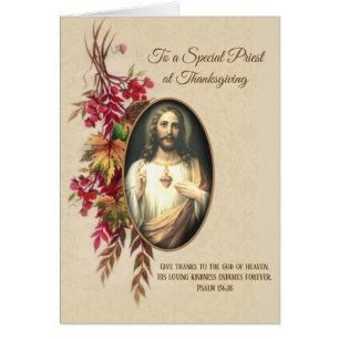 Thanksgiving Priest Sacred Heart of Jesus Cards