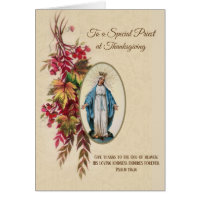 Thanksgiving Priest Virgin Mary Autumn Flowers