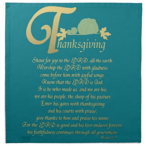 Thanksgiving _ Psalm 100 Cloth Napkin