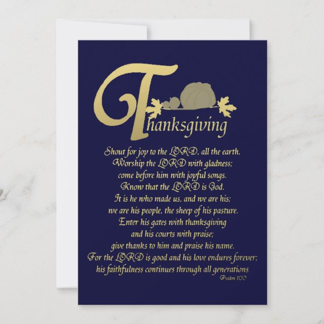 Thanksgiving - Psalm 100 Holiday Card (Front)