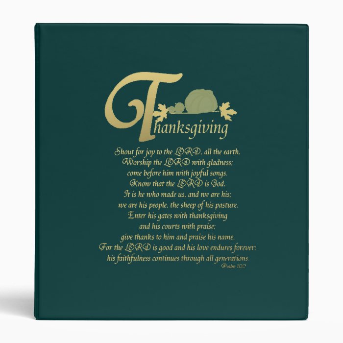 Thanksgiving   Psalm 100 Vinyl Binders