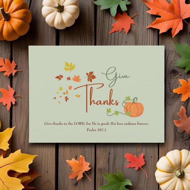 Thanksgiving Psalm 107:1 | Christian Custom Family Holiday Card (Creator Uploaded)