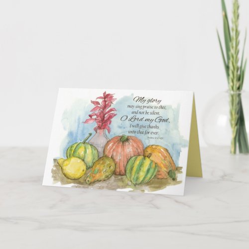 Thanksgiving Psalms Bible Verse 30 Gourds Card