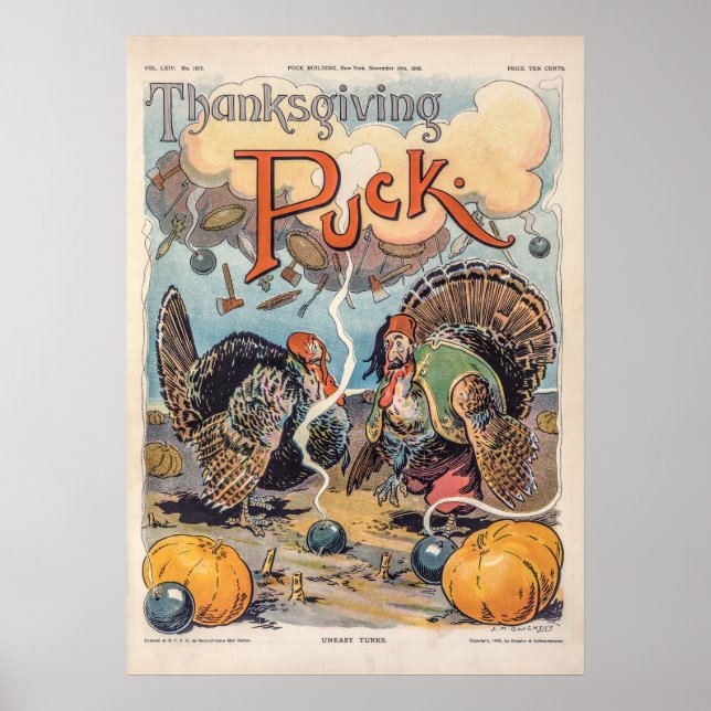 Thanksgiving Puck Vintage Illustration Poster (Front)