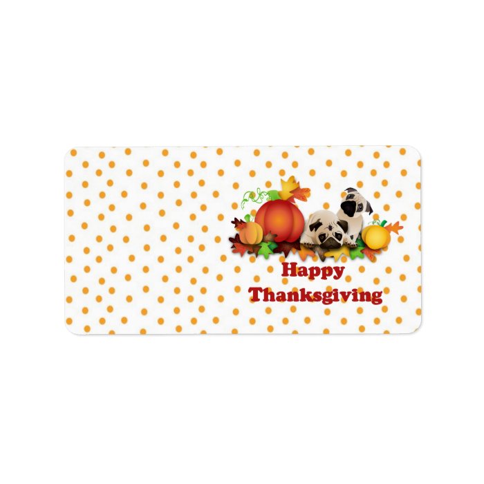 Thanksgiving Pugs and Pumpkins Custom Address Labels