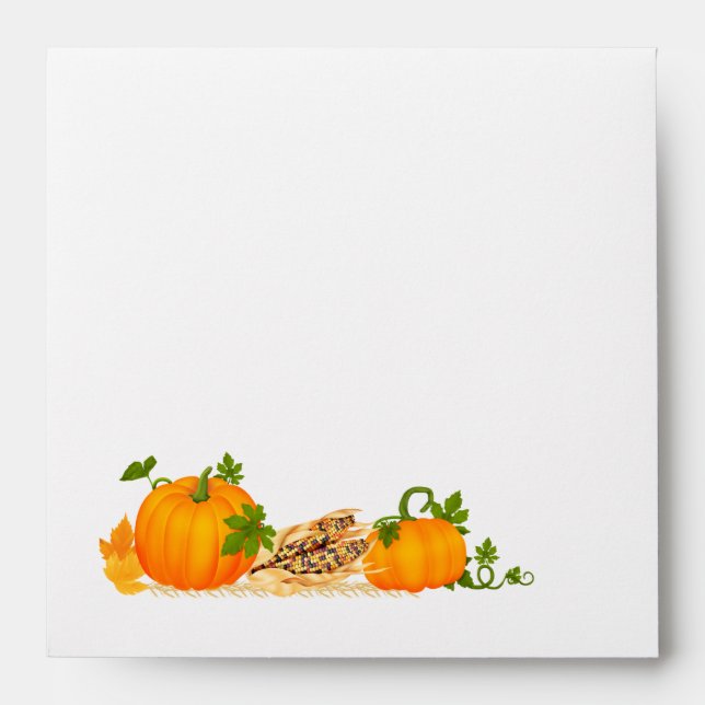 Thanksgiving, pumkins and corn Square Envelope (Front)