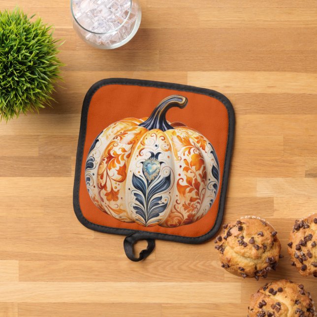 Thanksgiving Pumpkin 2 Pot Holder (Top Down)