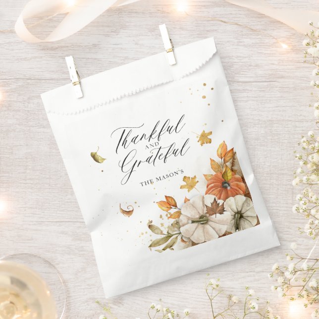 Thanksgiving Pumpkin and Leaves Theme Favor Bag (Clipped)