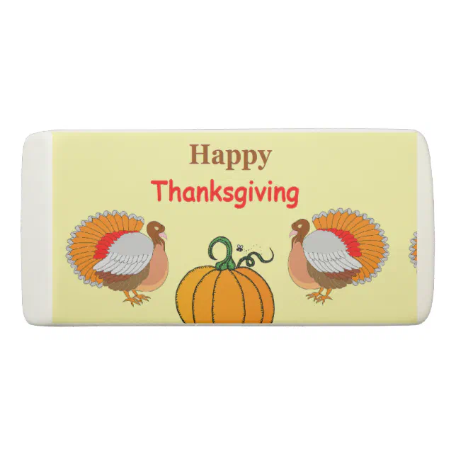 Thanksgiving pumpkin and turkey eraser Zazzle