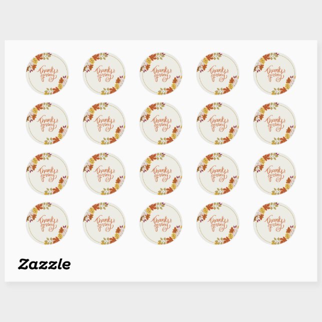 Thanksgiving Pumpkin & Autumn Classic Round Sticker (Sheet)