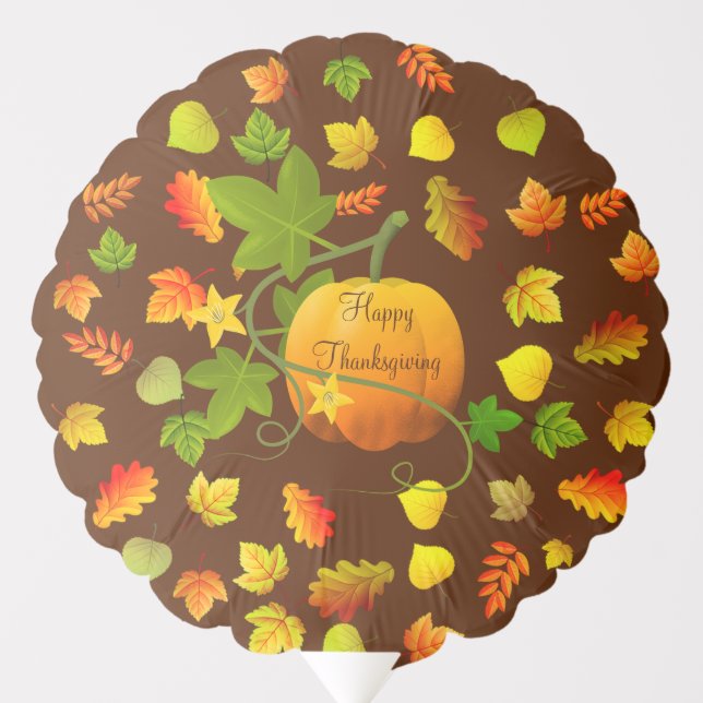 Thanksgiving Pumpkin & Autumn Leaves Balloon (Front)