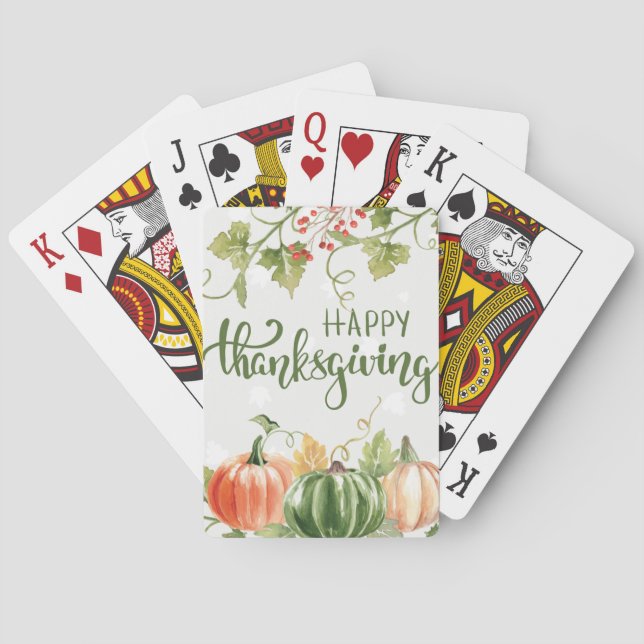 Thanksgiving Pumpkin & Autumn Poker Cards (Back)