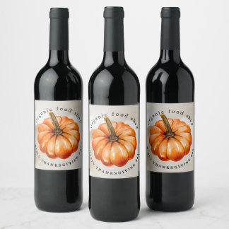 Thanksgiving Pumpkin & Autumn Wine Label