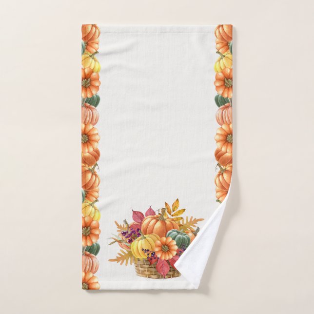 Thanksgiving Pumpkin Basket Hand Towel (Hand Towel)