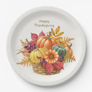Thanksgiving Pumpkin Basket Paper Plate