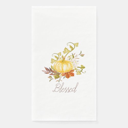 Thanksgiving Pumpkin Blessed Typography Paper Guest Towels