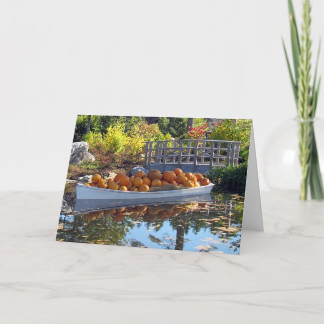 Thanksgiving Pumpkin Boat Greeting Card (Front)