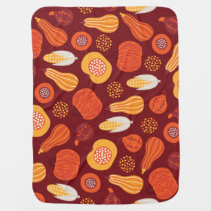 Thanksgiving Pumpkin Brown Seamless Pattern. Baby Blanket
