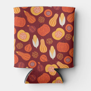 Thanksgiving Pumpkin Brown Seamless Pattern. Can Cooler