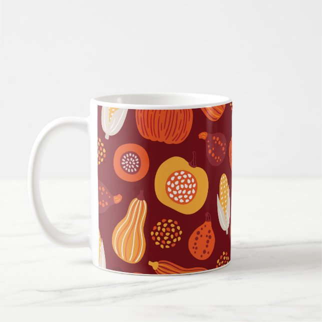 Thanksgiving Pumpkin Brown Seamless Pattern. Coffee Mug (Left)