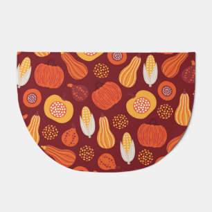 Thanksgiving Pumpkin Brown Seamless Pattern. Doormat