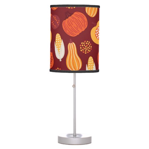 Thanksgiving Pumpkin Brown Seamless Pattern Table Lamp